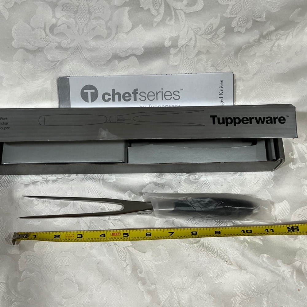 NEW (NIB)Tupperware Chef Series Carving Knife & Fork Set, Forged Stainless Steel - Picture 12 of 13